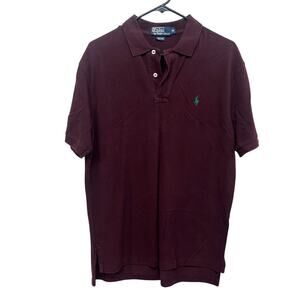 Ralph Lauren Polo Shirt M Burgundy Green Pony Classic Preppy‎ Cotton Casual Men